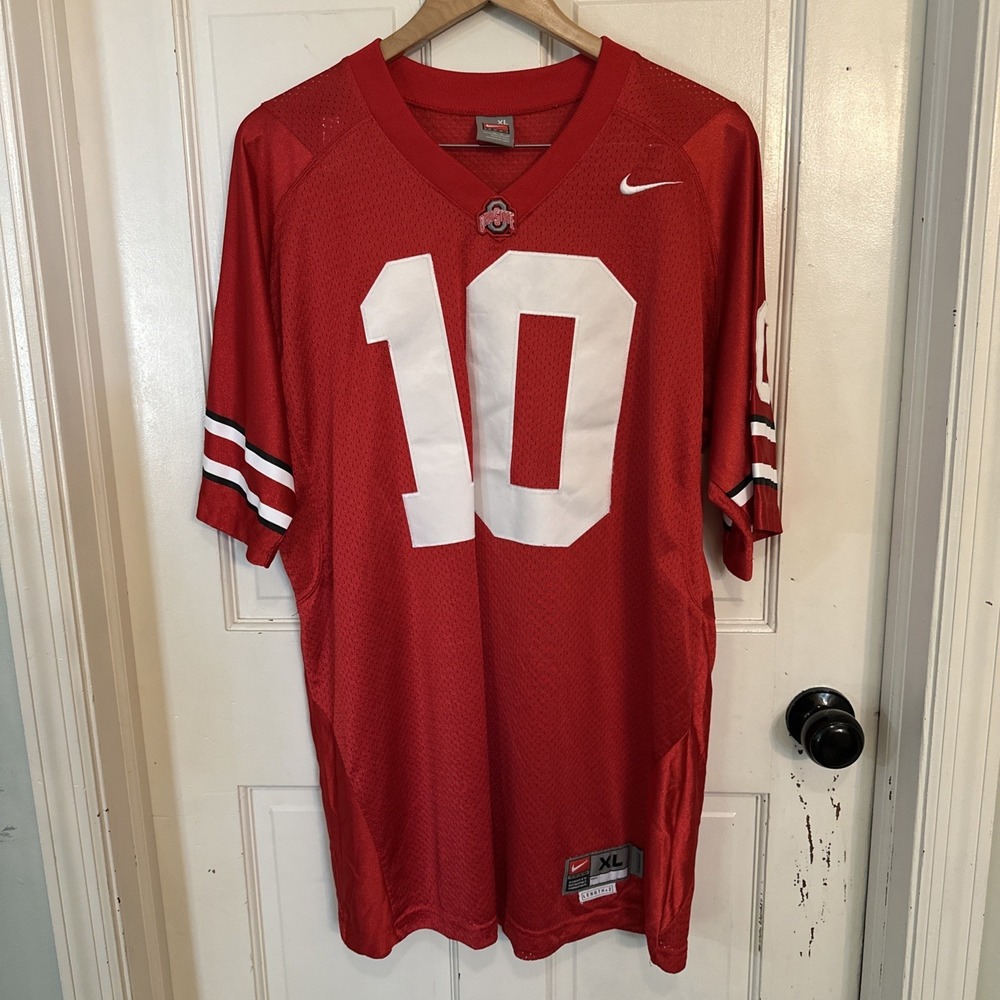 Nike VTG Troy Smith era #10 Ohio State Buckeyes Scarlet Sewn Jersey Size XL +2L